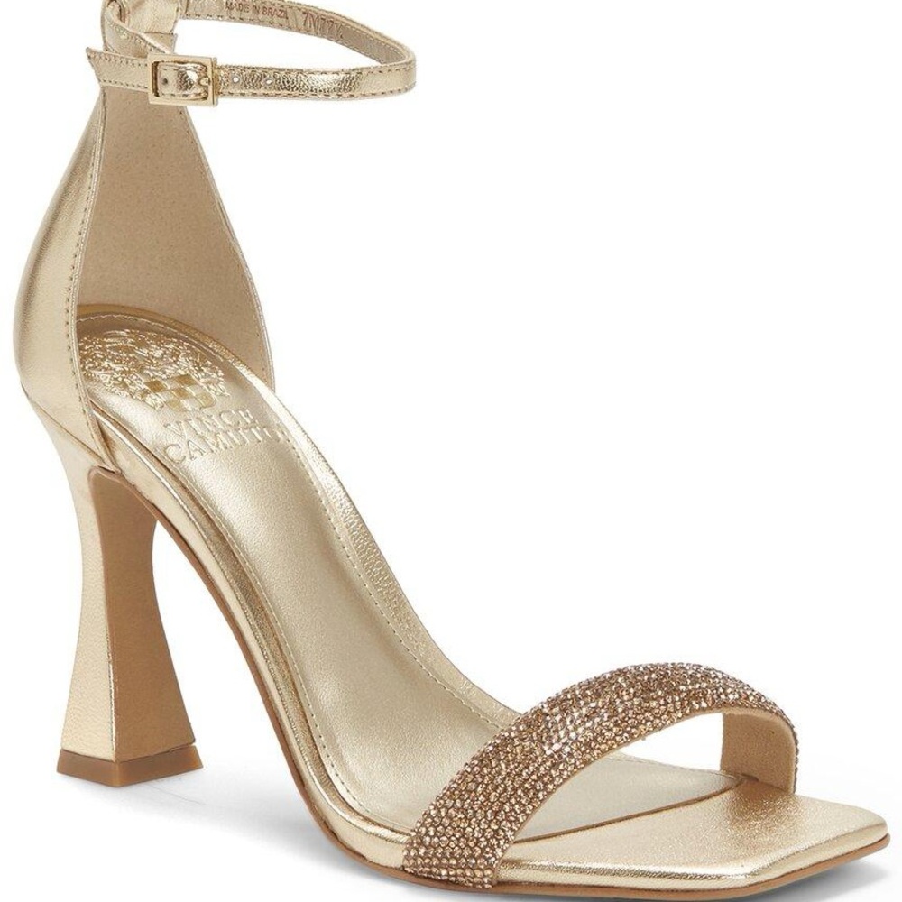 Vince Camuto Metallic Gold Ankle Strap Heels